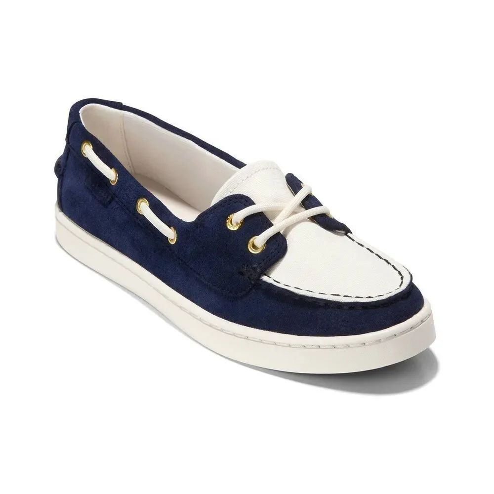 Cole Haan Nantucket Leather Penny Loafer Women's Shoes Size 9 Navy/White